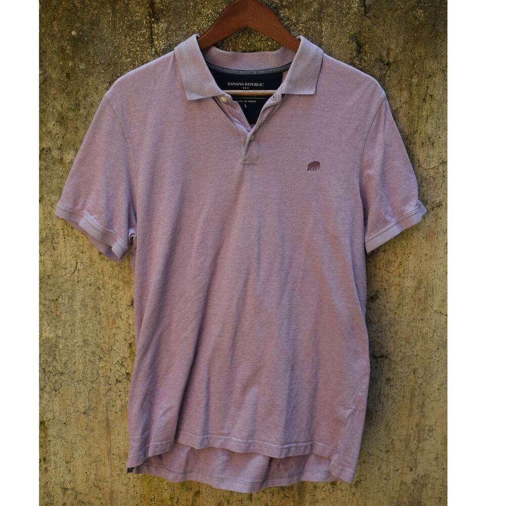Banana Republic Men’s Polo Shirt – Heathered Mauve Purple – Size L